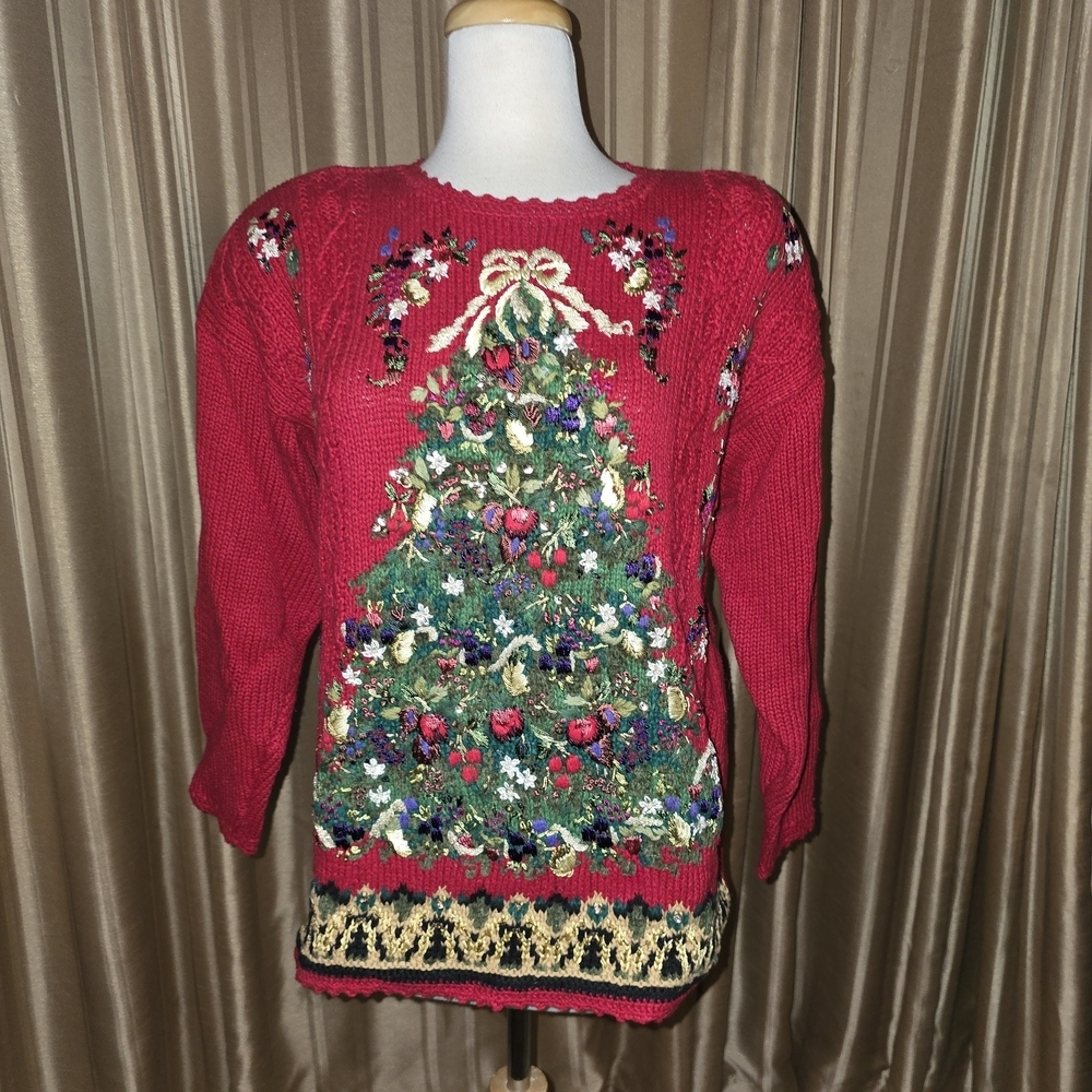 Tiara Red Christmas Tree Sweater